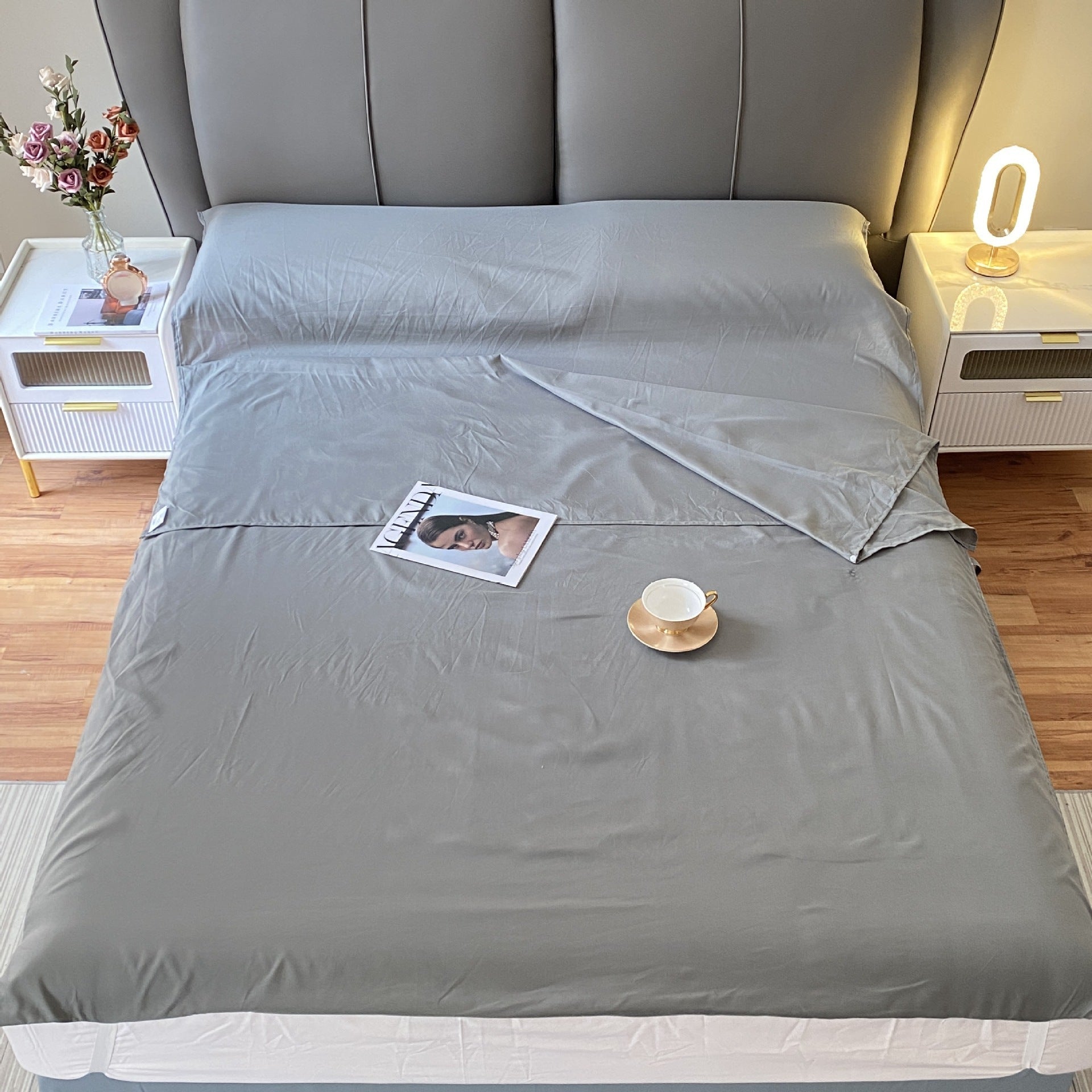 HKM-030739 Portable Microfiber Disposable Sleeping Bag for Adults - Envelope Style with Soft Polyester Cotton Lining