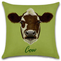 HKM-030803 Animal Head Linen Throw Pillow Cover – 45x45cm Northern European Style, Single-Sided Print