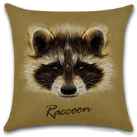 HKM-030803 Animal Head Linen Throw Pillow Cover – 45x45cm Northern European Style, Single-Sided Print