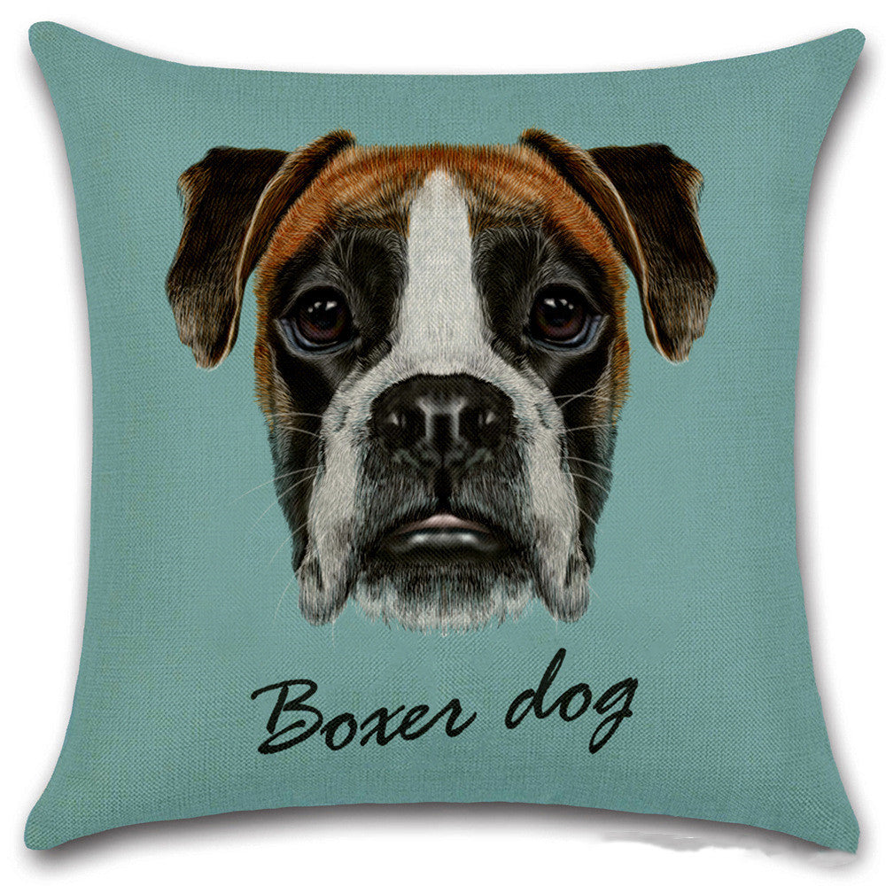 KTX-030803 Animal Head Linen Throw Pillow Cover – 45x45cm Northern European Style, Single-Sided Print