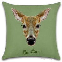 HKM-030803 Animal Head Linen Throw Pillow Cover – 45x45cm Northern European Style, Single-Sided Print