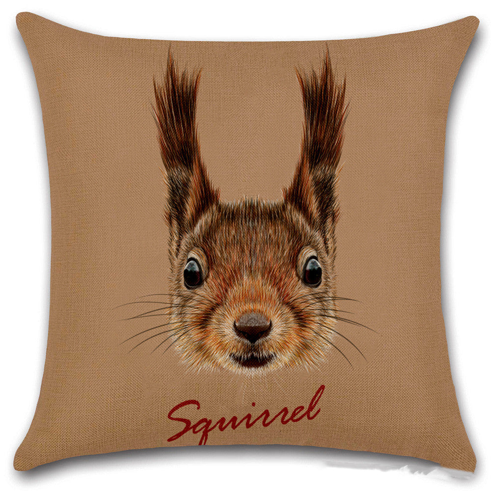 KTX-030803 Animal Head Linen Throw Pillow Cover – 45x45cm Northern European Style, Single-Sided Print