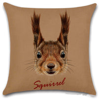 HKM-030803 Animal Head Linen Throw Pillow Cover – 45x45cm Northern European Style, Single-Sided Print