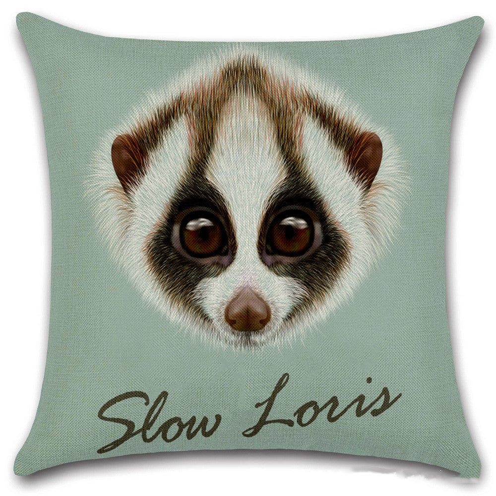 KTX-030803 Animal Head Linen Throw Pillow Cover – 45x45cm Northern European Style, Single-Sided Print