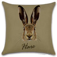 HKM-030803 Animal Head Linen Throw Pillow Cover – 45x45cm Northern European Style, Single-Sided Print