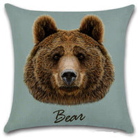 HKM-030803 Animal Head Linen Throw Pillow Cover – 45x45cm Northern European Style, Single-Sided Print