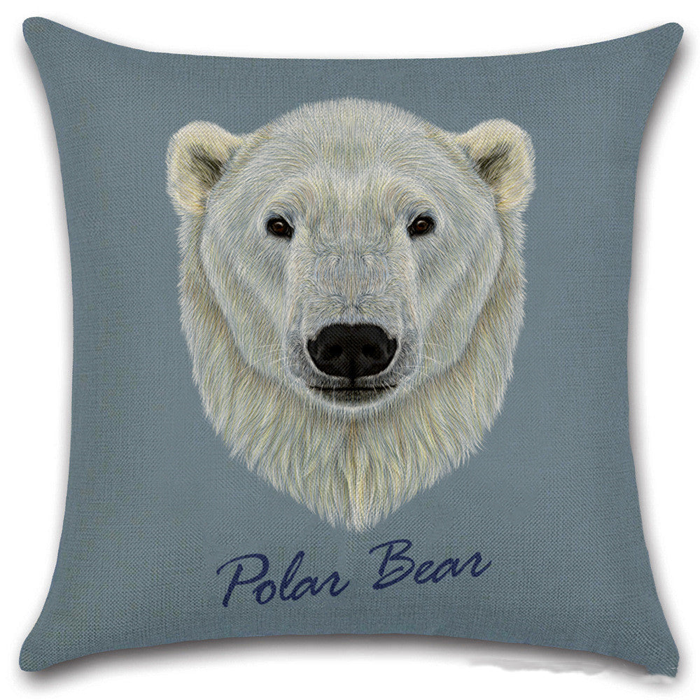 KTX-030803 Animal Head Linen Throw Pillow Cover – 45x45cm Northern European Style, Single-Sided Print