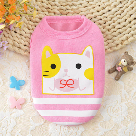 HKM-030867 Fleece Vest for Dogs and Cats - Cartoon Milk Design, Comfortable for Autumn and Winter