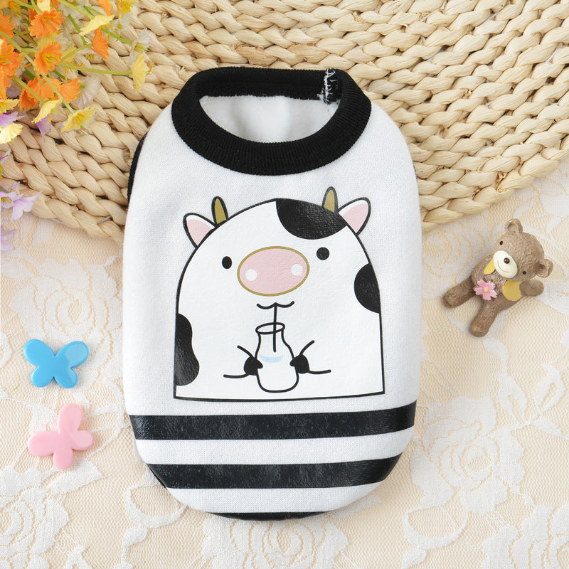 HKM-030867 Fleece Vest for Dogs and Cats - Cartoon Milk Design, Comfortable for Autumn and Winter