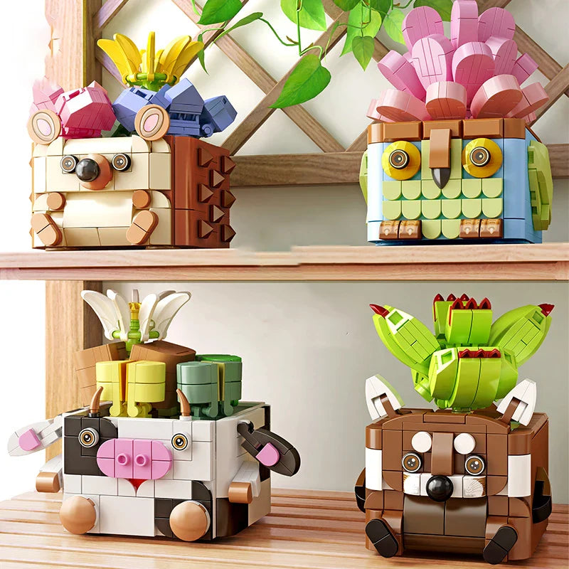 HKM-030995 Animal Succulent 3D Puzzle Building Block Set for Kids and Teens