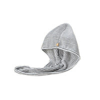 HKM-030995 Bamboo Charcoal Fiber Hair Towel - Coral Velvet Material in Gray and Striped Design