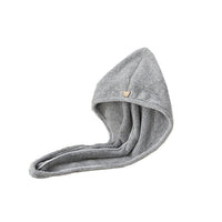 HKM-030995 Bamboo Charcoal Fiber Hair Towel - Coral Velvet Material in Gray and Striped Design