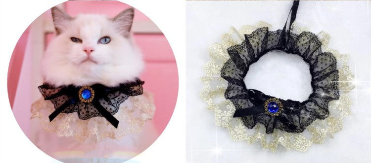 HKM-031123 Pet Variety Saliva Towel Cats Dogs Lace Bib Scarf Bell Collar Bow Knot