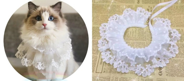 HKM-031123 Pet Variety Saliva Towel Cats Dogs Lace Bib Scarf Bell Collar Bow Knot