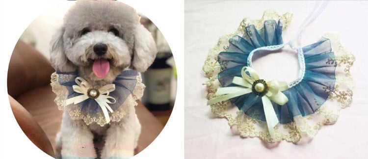 HKM-031123 Pet Variety Saliva Towel Cats Dogs Lace Bib Scarf Bell Collar Bow Knot