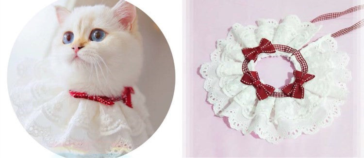 HKM-031123 Pet Variety Saliva Towel Cats Dogs Lace Bib Scarf Bell Collar Bow Knot