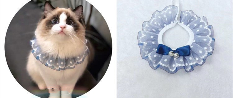 HKM-031123 Pet Variety Saliva Towel Cats Dogs Lace Bib Scarf Bell Collar Bow Knot