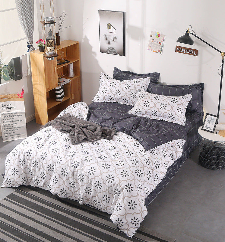 HKM-031187 Silk Cotton Bed Sheet and Quilt Set in Various Sizes with Duvet Cover and Pillowcases