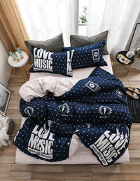 HKM-031187 Silk Cotton Bed Sheet and Quilt Set in Various Sizes with Duvet Cover and Pillowcases