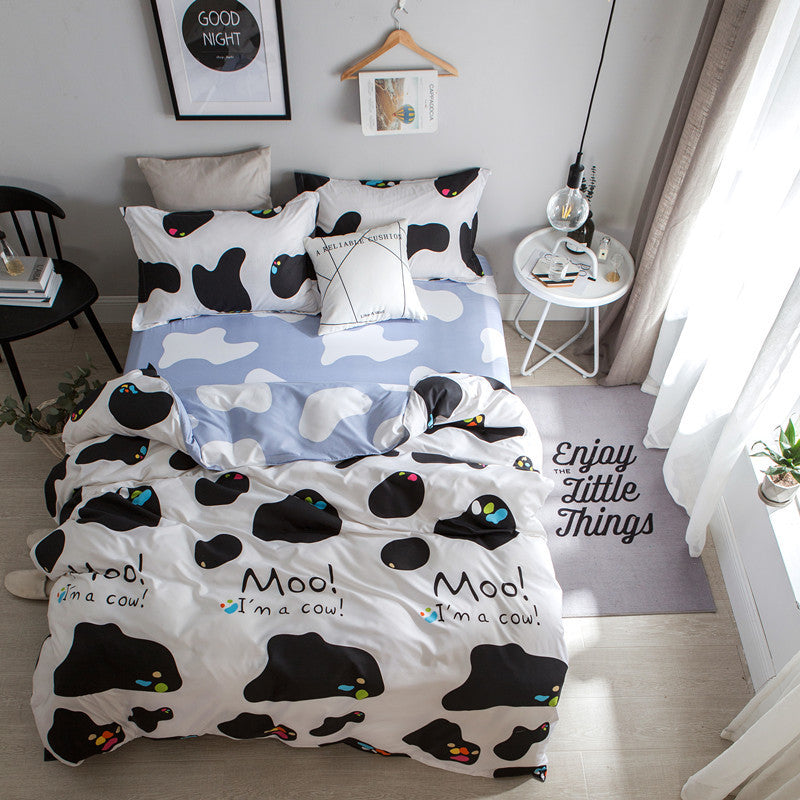HKM-031187 Silk Cotton Bed Sheet and Quilt Set in Various Sizes with Duvet Cover and Pillowcases