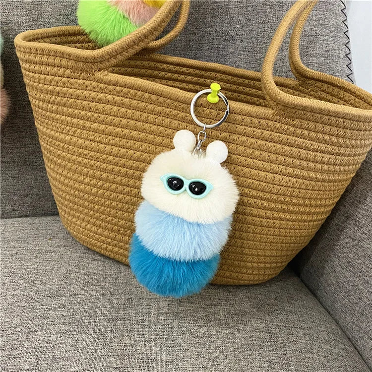 HKM-031251 Cute Plush 3D Cartoon Keychain in Candy Colors for Bags and Keys
