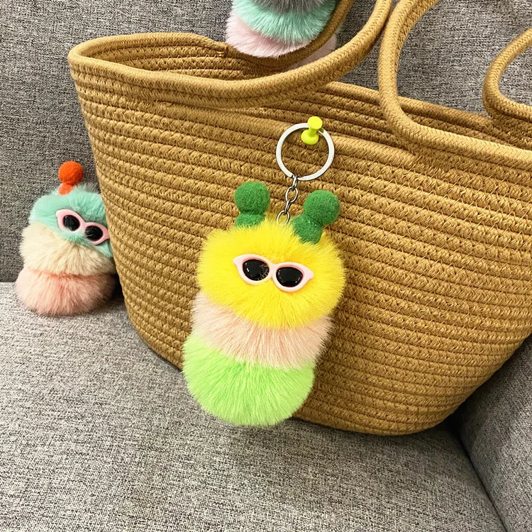HKM-031251 Cute Plush 3D Cartoon Keychain in Candy Colors for Bags and Keys