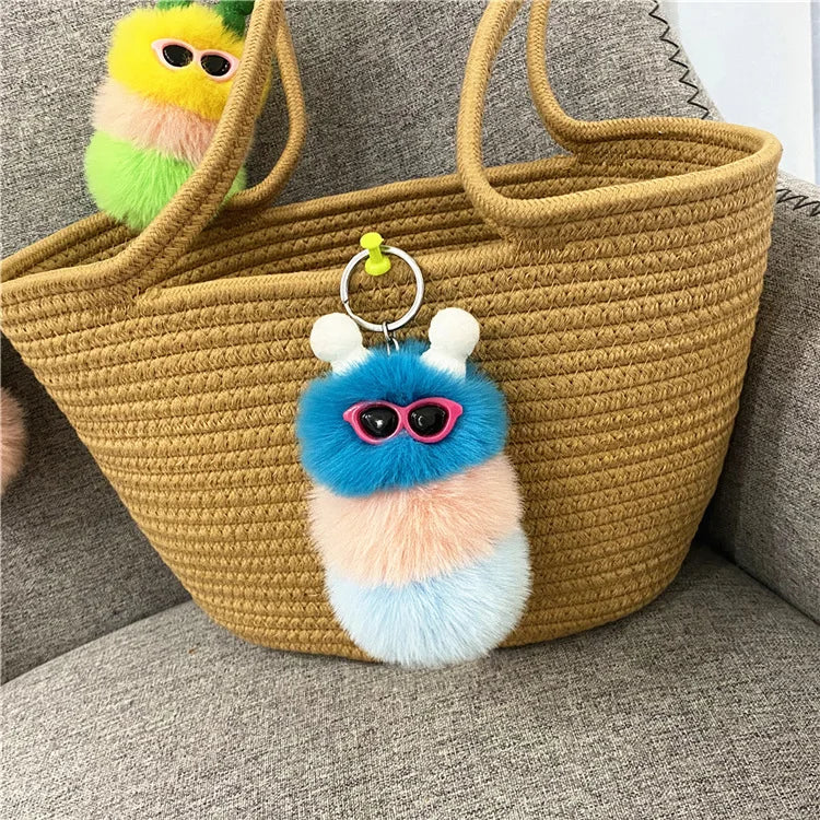 HKM-031251 Cute Plush 3D Cartoon Keychain in Candy Colors for Bags and Keys