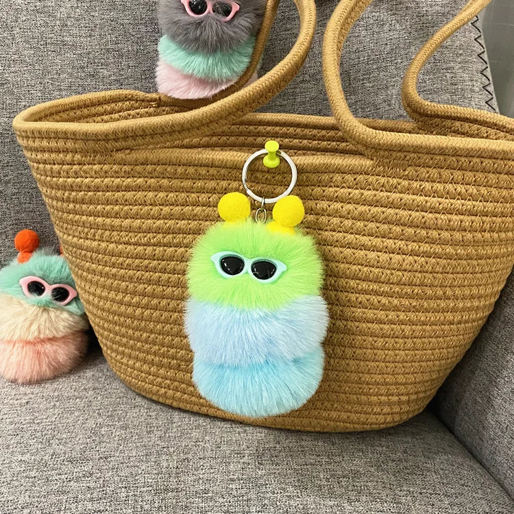 HKM-031251 Cute Plush 3D Cartoon Keychain in Candy Colors for Bags and Keys