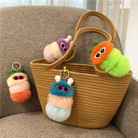 HKM-031251 Cute Plush 3D Cartoon Keychain in Candy Colors for Bags and Keys