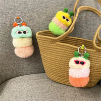 HKM-031251 Cute Plush 3D Cartoon Keychain in Candy Colors for Bags and Keys