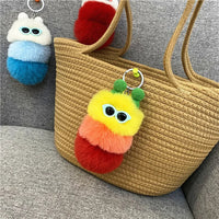 HKM-031251 Cute Plush 3D Cartoon Keychain in Candy Colors for Bags and Keys
