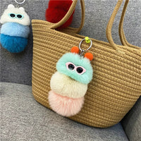 HKM-031251 Cute Plush 3D Cartoon Keychain in Candy Colors for Bags and Keys