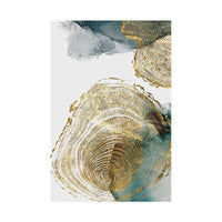 HKM-031251 Golden Leaf Pattern Decorative Canvas Art for Modern Living Spaces - Rectangle Design