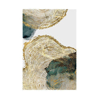 HKM-031251 Golden Leaf Pattern Decorative Canvas Art for Modern Living Spaces - Rectangle Design