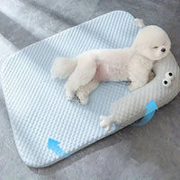 HKM-031443 Big-Eyed Monster Design Refreshing Pet Bed - Breathable Non-Slip Polyester Cushion for Dogs and Cats, Ideal for Home & Outdoor Use