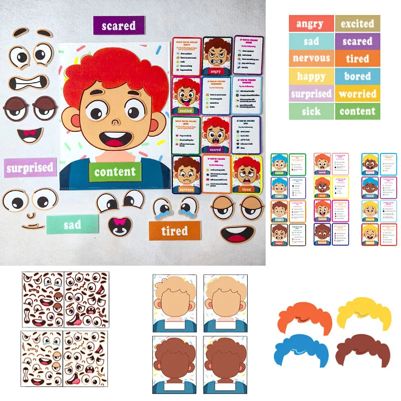 HKM-031571 Felt Emotion Face Changing Toy Kit for Kids - Educational DIY Puzzle For Early Learning