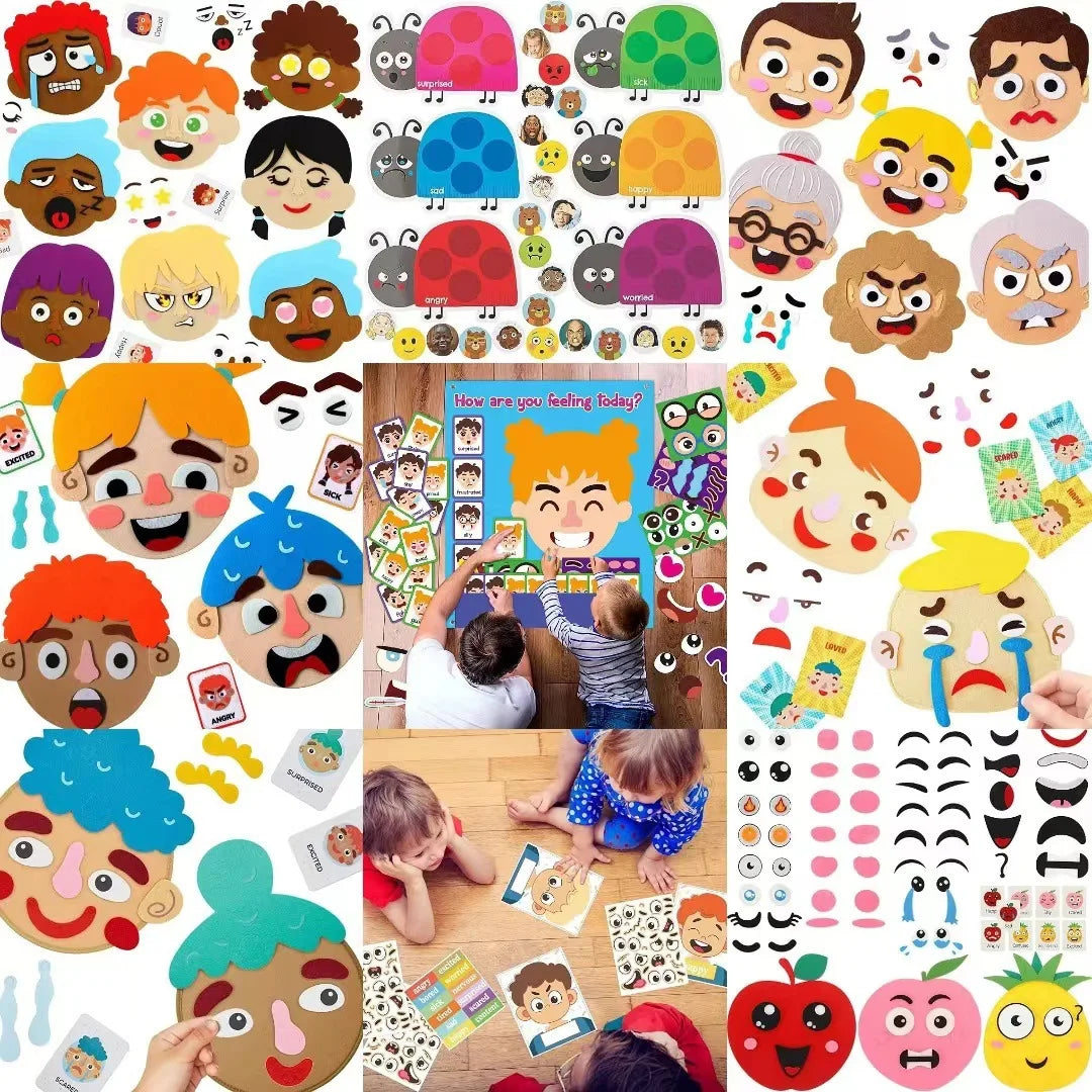 HKM-031571 Felt Emotion Face Changing Toy Kit for Kids - Educational DIY Puzzle For Early Learning