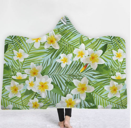 HKM-031571 Hooded Thermal Fleece Blanket for Adults and Kids - Cozy Wearable Blanket with Soft Fluffy Interior for Home and Travel