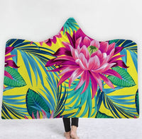 HKM-031571 Hooded Thermal Fleece Blanket for Adults and Kids - Cozy Wearable Blanket with Soft Fluffy Interior for Home and Travel