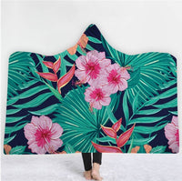 HKM-031571 Hooded Thermal Fleece Blanket for Adults and Kids - Cozy Wearable Blanket with Soft Fluffy Interior for Home and Travel