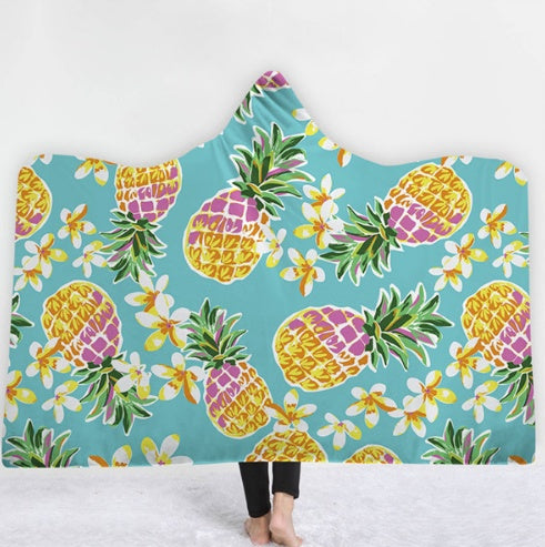 HKM-031571 Hooded Thermal Fleece Blanket for Adults and Kids - Cozy Wearable Blanket with Soft Fluffy Interior for Home and Travel