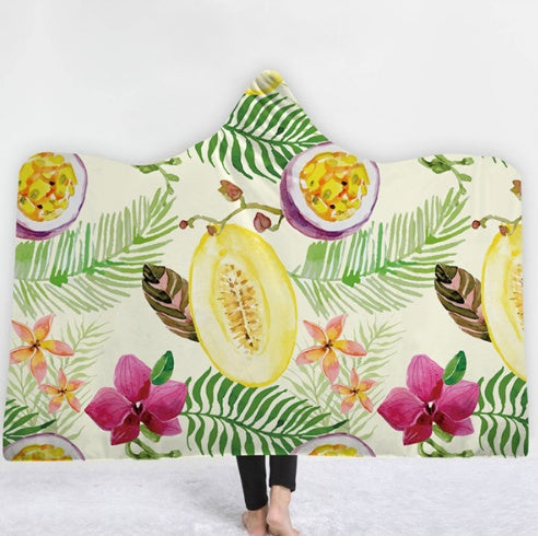 HKM-031571 Hooded Thermal Fleece Blanket for Adults and Kids - Cozy Wearable Blanket with Soft Fluffy Interior for Home and Travel