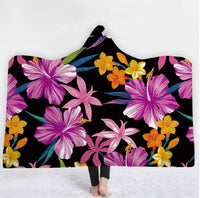 HKM-031571 Hooded Thermal Fleece Blanket for Adults and Kids - Cozy Wearable Blanket with Soft Fluffy Interior for Home and Travel