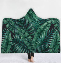 HKM-031571 Hooded Thermal Fleece Blanket for Adults and Kids - Cozy Wearable Blanket with Soft Fluffy Interior for Home and Travel