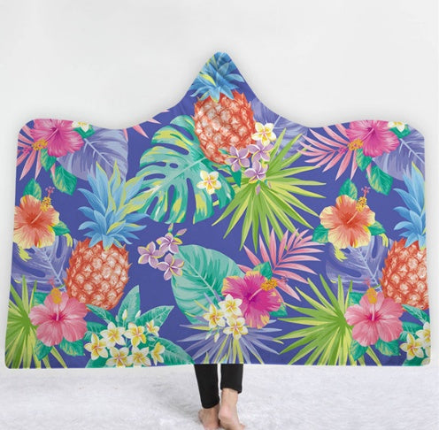 HKM-031571 Hooded Thermal Fleece Blanket for Adults and Kids - Cozy Wearable Blanket with Soft Fluffy Interior for Home and Travel