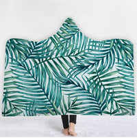HKM-031571 Hooded Thermal Fleece Blanket for Adults and Kids - Cozy Wearable Blanket with Soft Fluffy Interior for Home and Travel