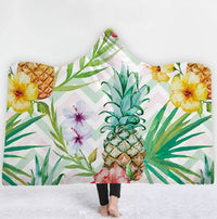 HKM-031571 Hooded Thermal Fleece Blanket for Adults and Kids - Cozy Wearable Blanket with Soft Fluffy Interior for Home and Travel