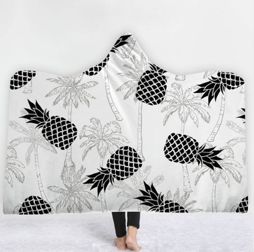 HKM-031571 Hooded Thermal Fleece Blanket for Adults and Kids - Cozy Wearable Blanket with Soft Fluffy Interior for Home and Travel