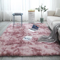HKM-031635 Tie-Dye Gradient Color Printed Rectangle Silk Wool Carpet - 100% Polyester Fiber, Hand Washable