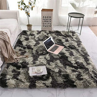 HKM-031635 Tie-Dye Gradient Color Printed Rectangle Silk Wool Carpet - 100% Polyester Fiber, Hand Washable